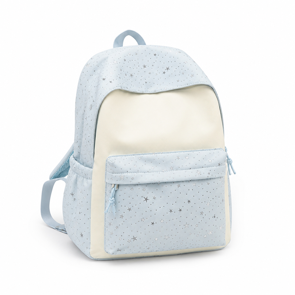 Lightweight Padded-Shoulder Star-Pattern School Backpack