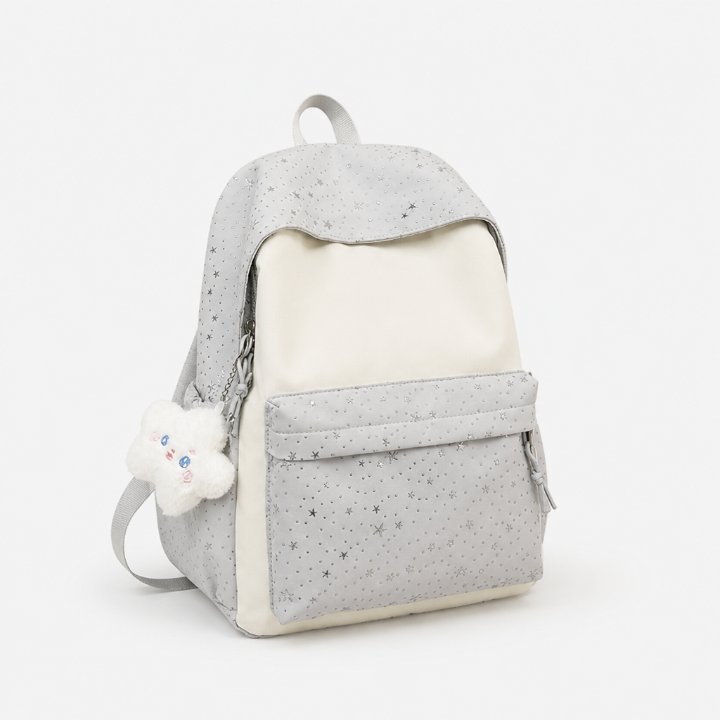 Lightweight Padded-Shoulder Star-Pattern School Backpack