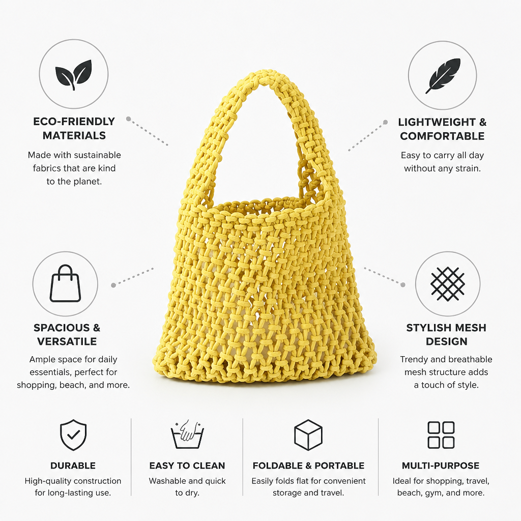 Lightweight Spacious Eco-Friendly Mesh Tote Bag