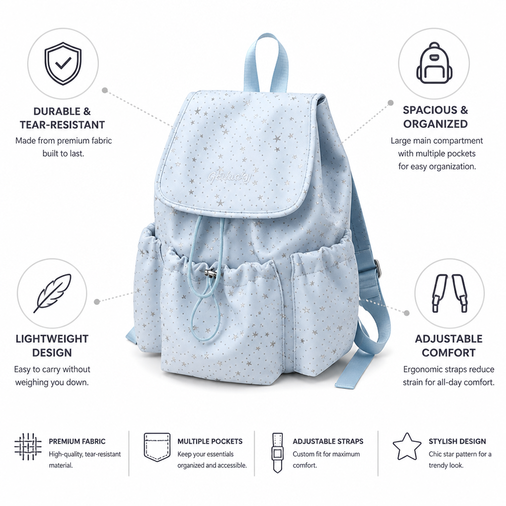 Lightweight Tear-Resistant School Backpack (Star Pattern)