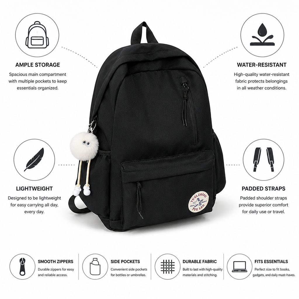 Lightweight Water-Resistant School Backpack
