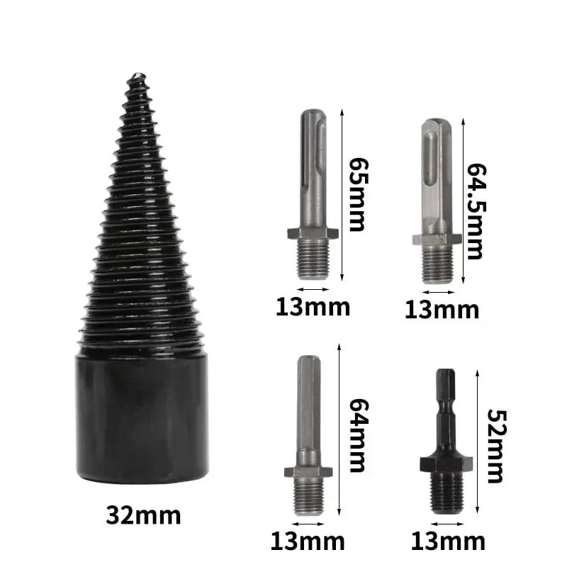 Log Splitter Drill Bit Cordless Drill Compatible Four Adapters