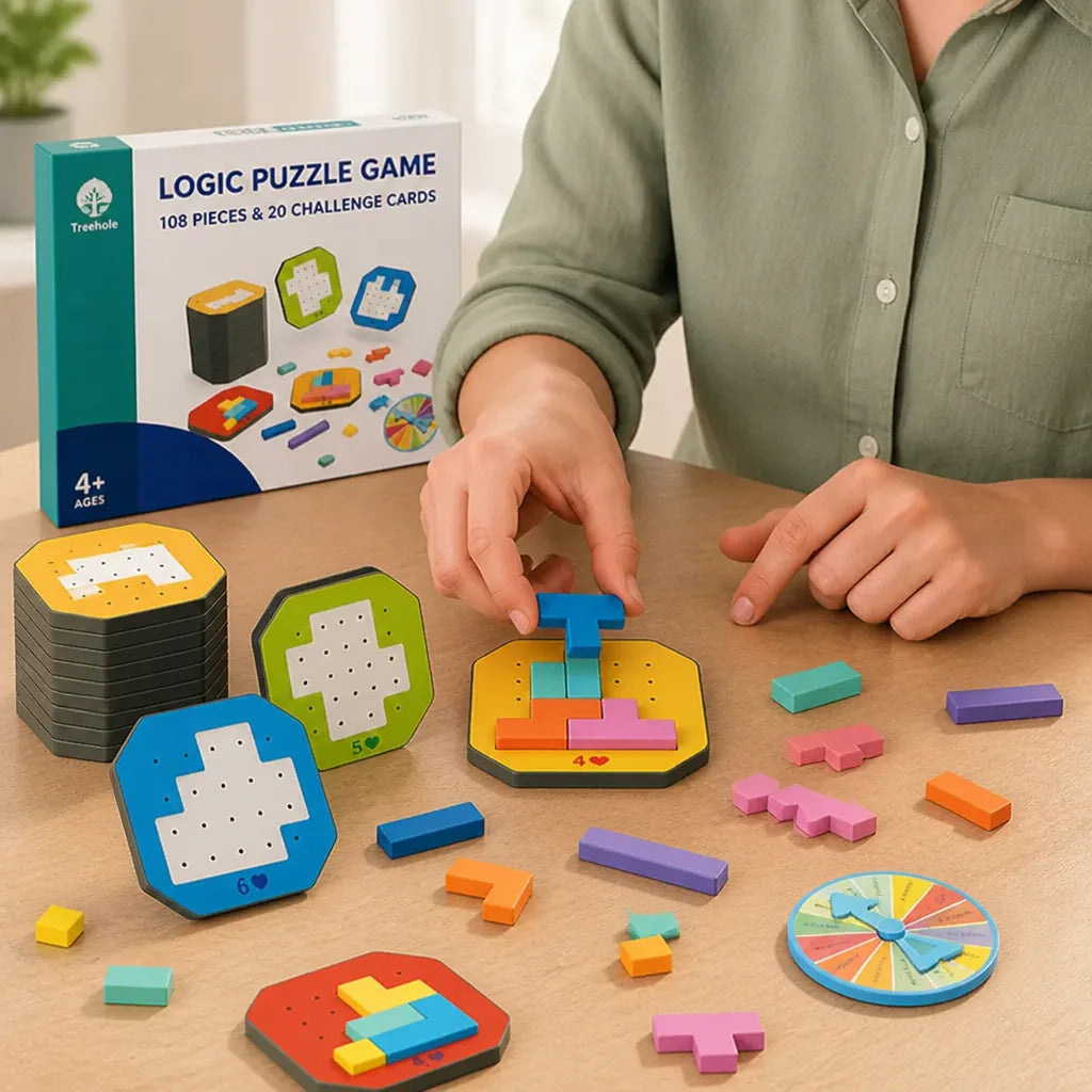Logic Puzzle Game 108 Pieces & 20 Challenge Cards