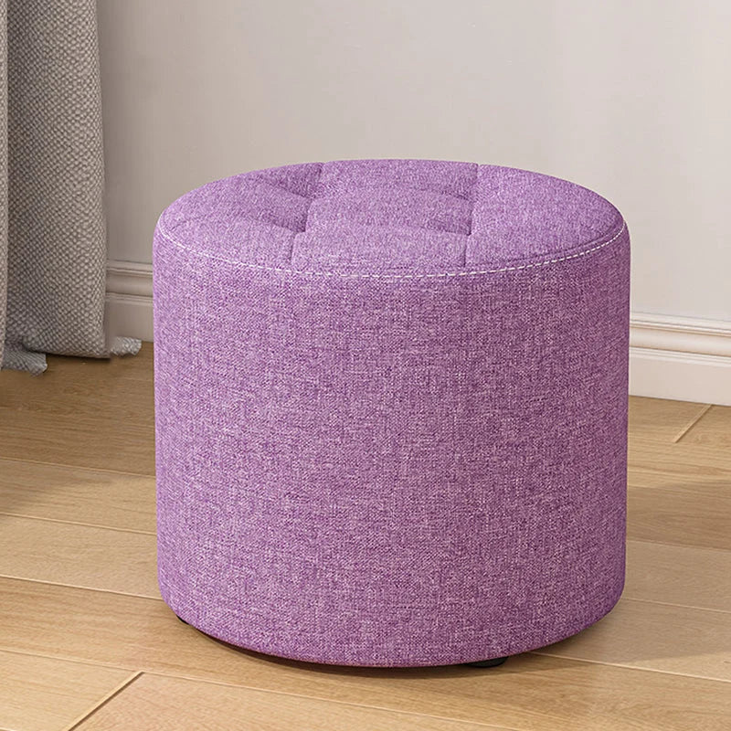 Low Stool Solid Wood Frame Foam Cushion Cotton Linen Upholstery