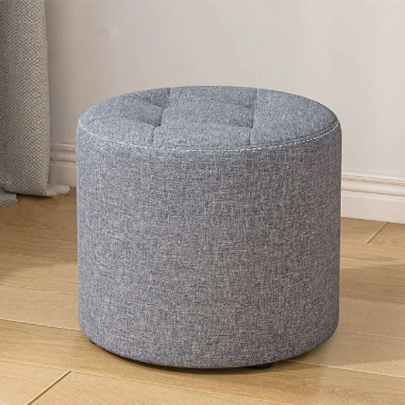 Low Stool Solid Wood Frame Foam Cushion Cotton Linen Upholstery