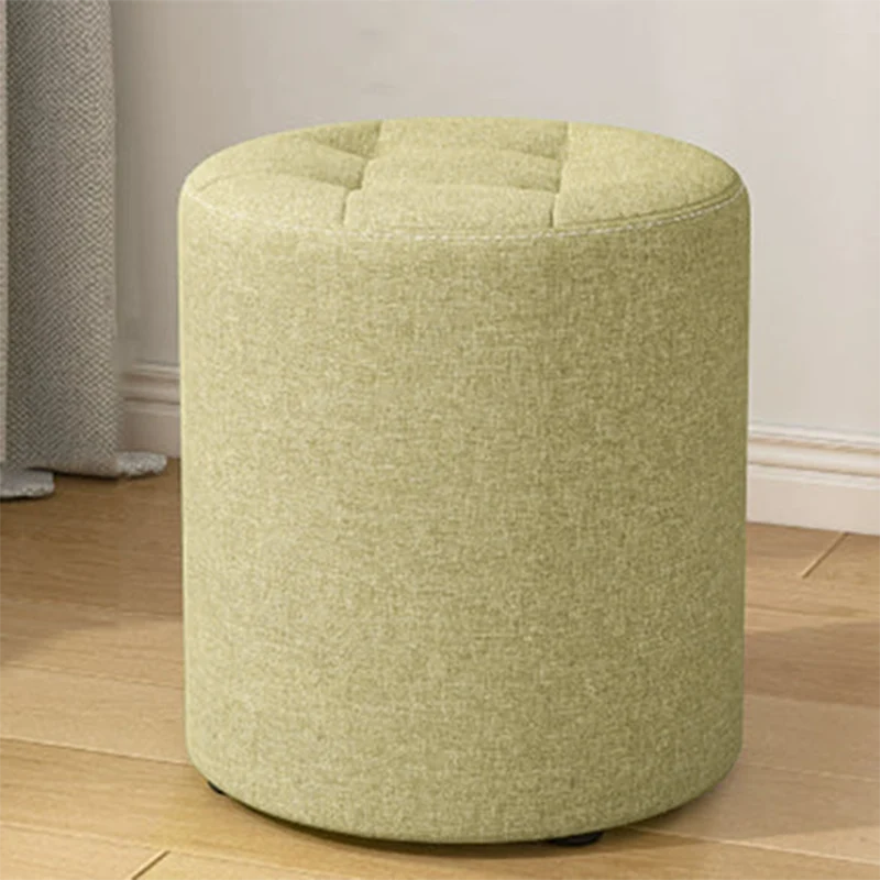 Low Stool Solid Wood Frame Foam Cushion Cotton Linen Upholstery