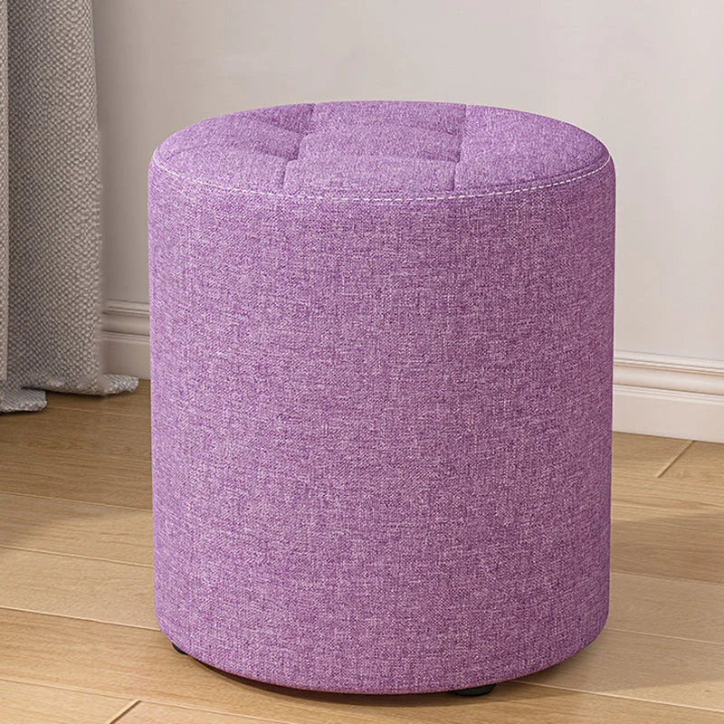 Low Stool Solid Wood Frame Foam Cushion Cotton Linen Upholstery