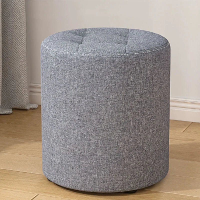 Low Stool Solid Wood Frame Foam Cushion Cotton Linen Upholstery