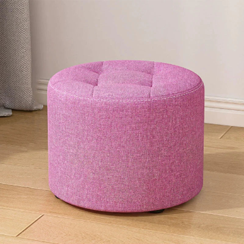 Low Stool Solid Wood Frame Foam Cushion Cotton Linen Upholstery