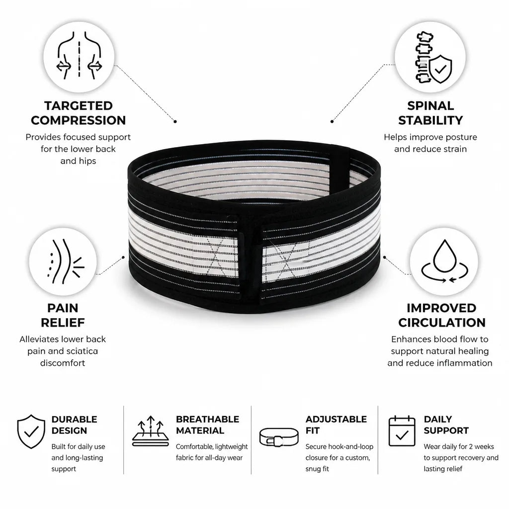 Lower Back Support Belt Targeted Compression & Pain Relief