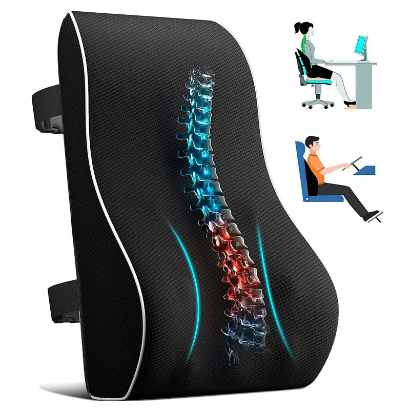 Lumbar Support Cushion Memory Foam Adjustable Straps