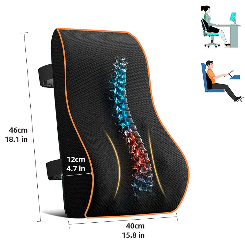 Lumbar Support Cushion Memory Foam Adjustable Straps