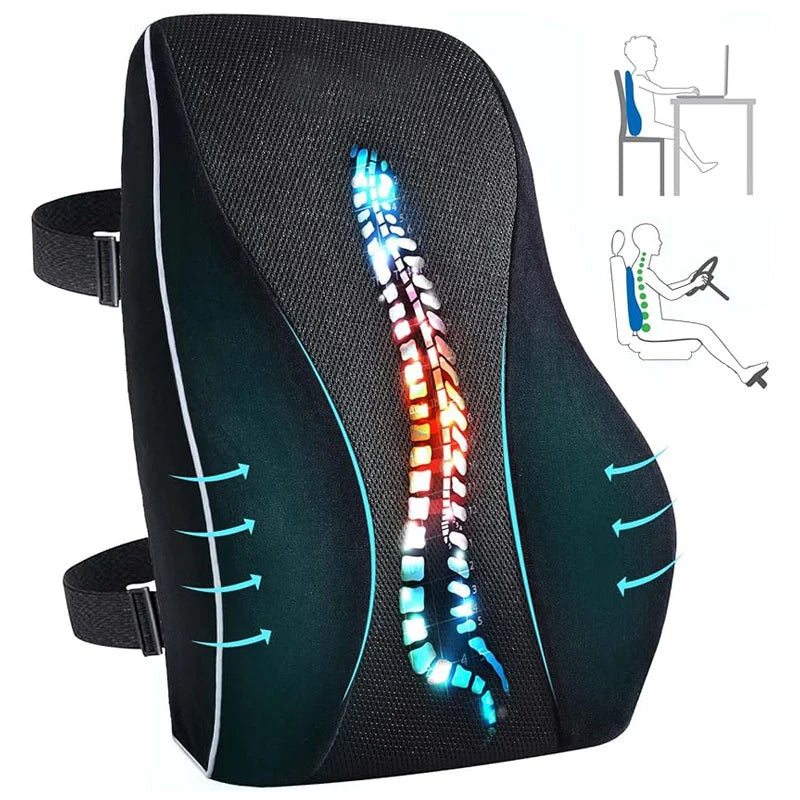 Lumbar Support Cushion Memory Foam Adjustable Straps