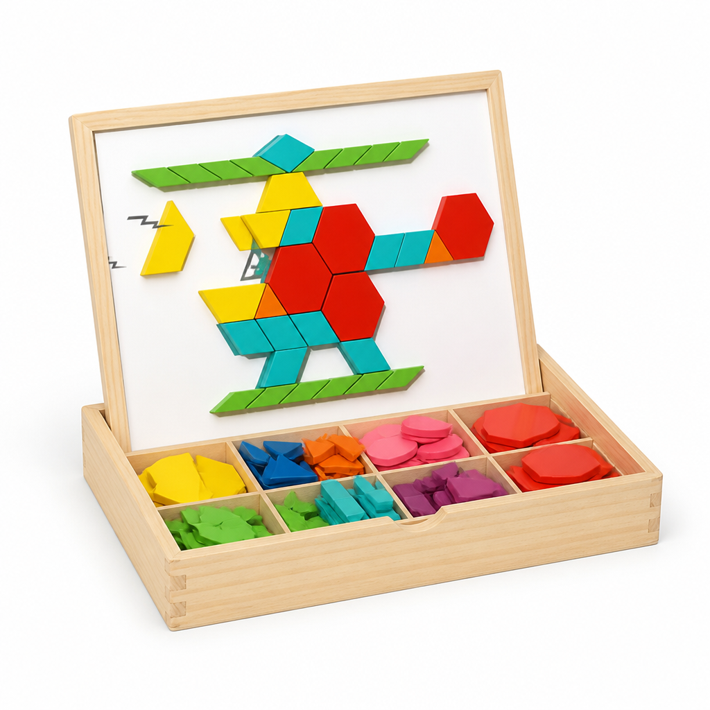 Magnetic Multicolored Wooden Building Set (180 Pieces)