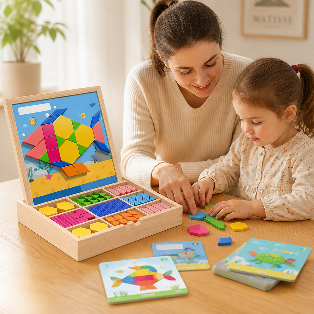 Magnetic Multicolored Wooden Building Set (180 Pieces)