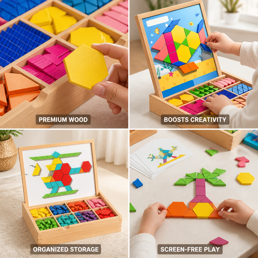 Magnetic Multicolored Wooden Building Set (180 Pieces)