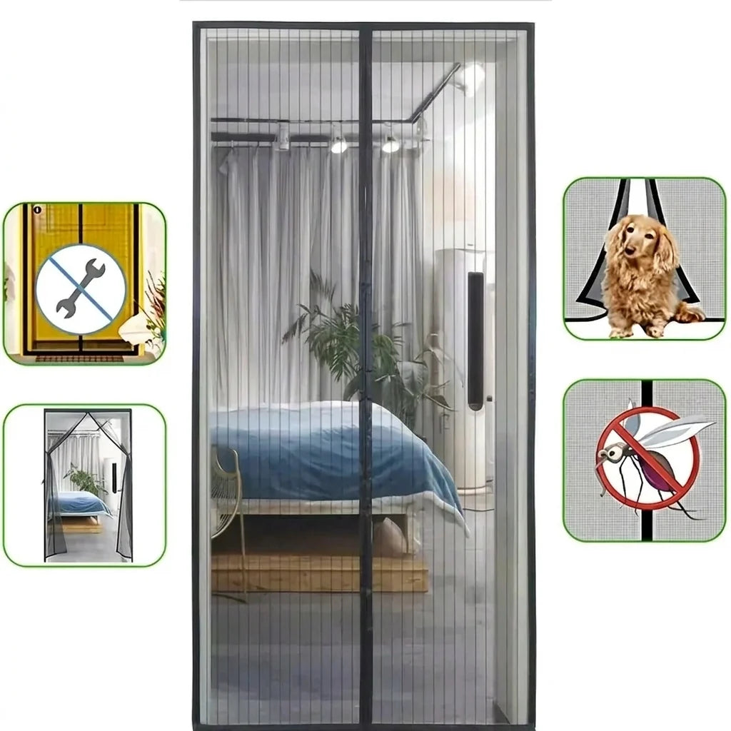 Magnetic Screen Door Self-Closing Insect Protection Tool-Free Installation