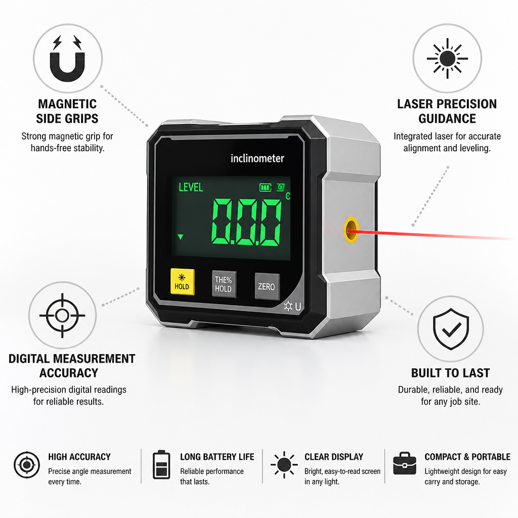 Magnetic Side & Laser-Guided Digital Inclinometer