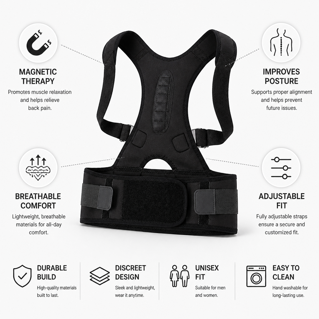 Magnetic Therapy Posture-Correcting Back Support Brace