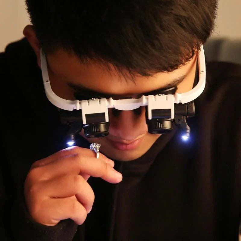 Magnifier Headset Interchangeable Lenses & Dual LED