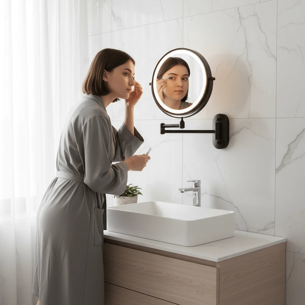 Magnifying Makeup Mirror Adjustable LED Rechargeable Cordless Design