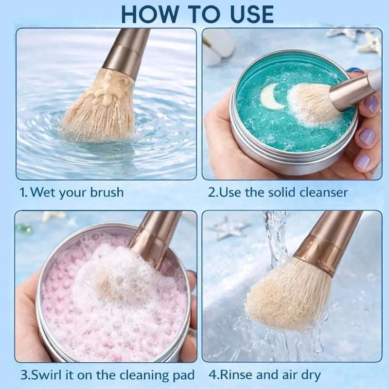 Makeup Brush Cleaner Solid Soap With Integrated Scrub Pad
