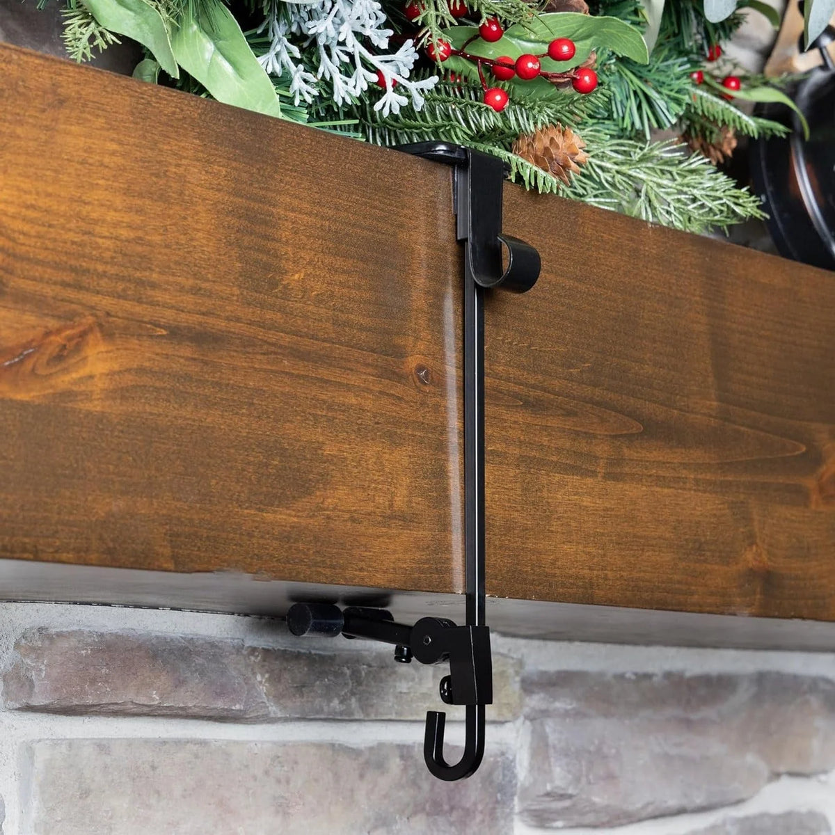 Mantel Stocking & Garland Holder Adjustable No-Drill 3-Piece Set