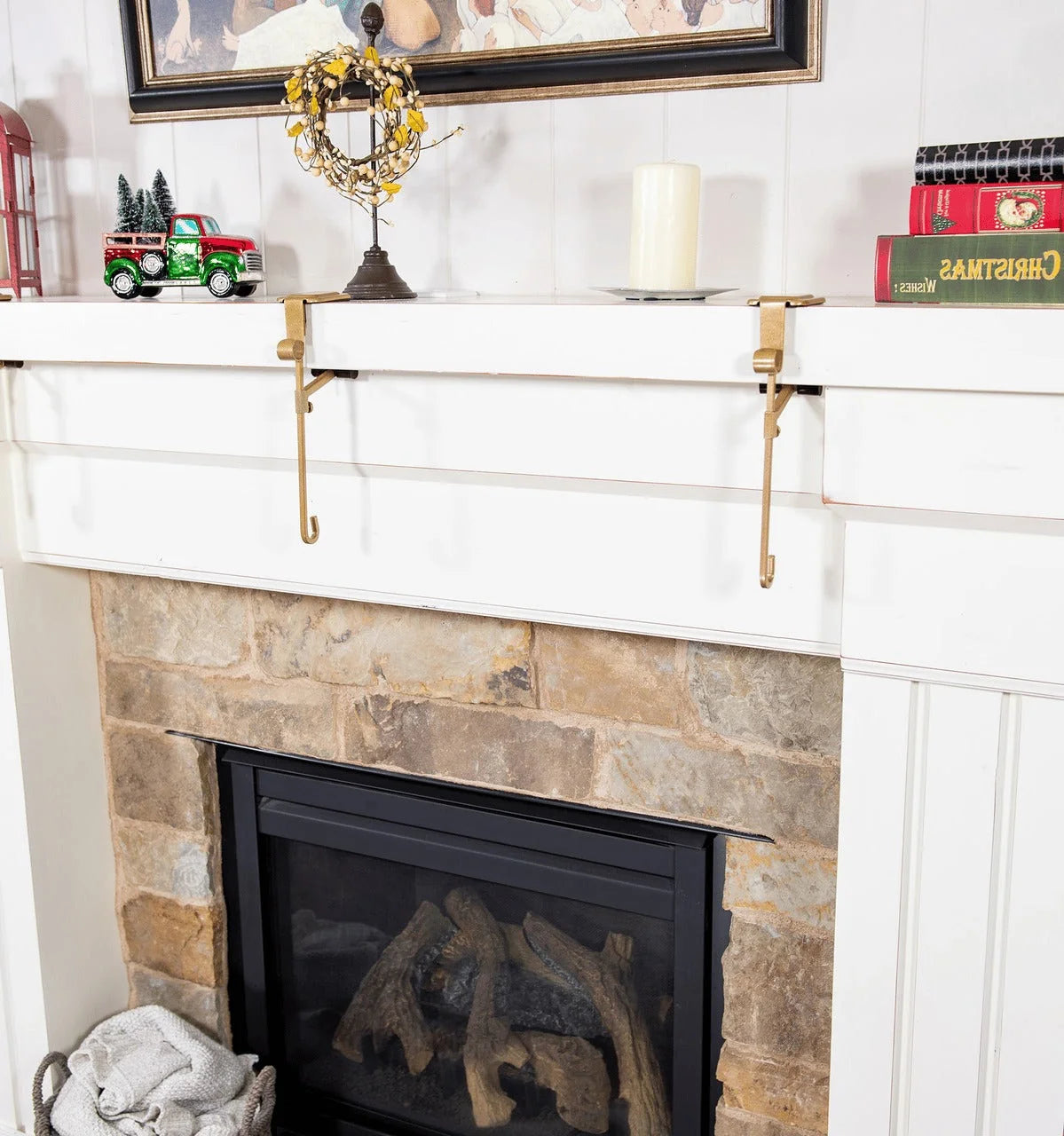 Mantel Stocking Holder Dual Hook 20 lb Capacity