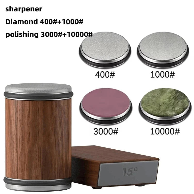 Manual Knife Sharpener Dual-Angle Diamond Roller Magnetic Holder