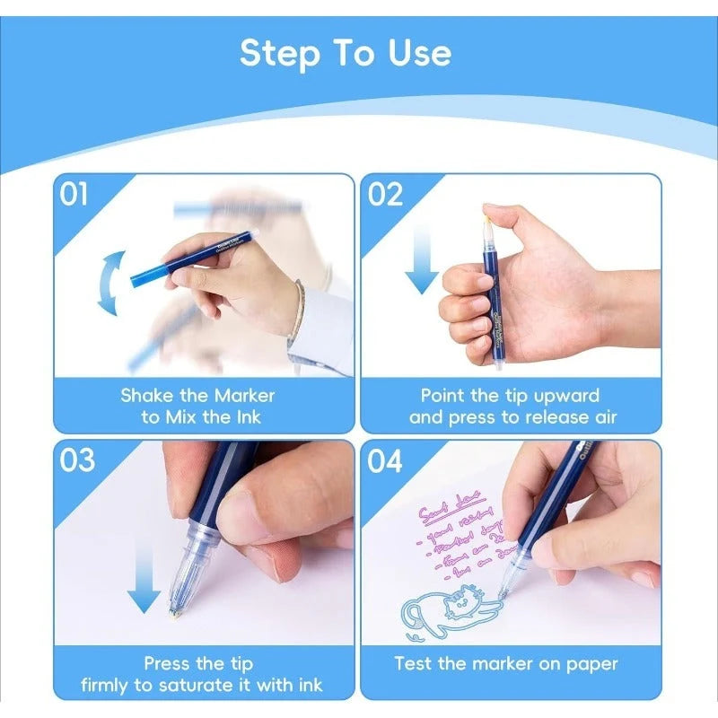 Marker Pen Set Dual-Line Metallic Outline Water-Based Ink