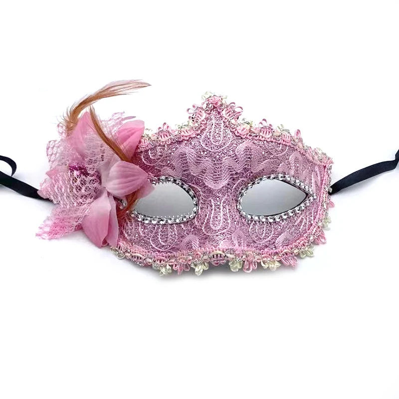 Masquerade Mask Floral Lace Rhinestones Adjustable Band