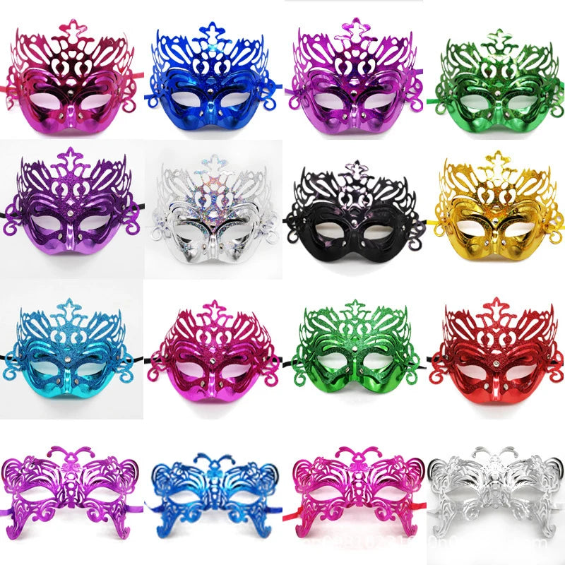 Masquerade Mask Lace-Like Design Sparkling Details Adjustable Band