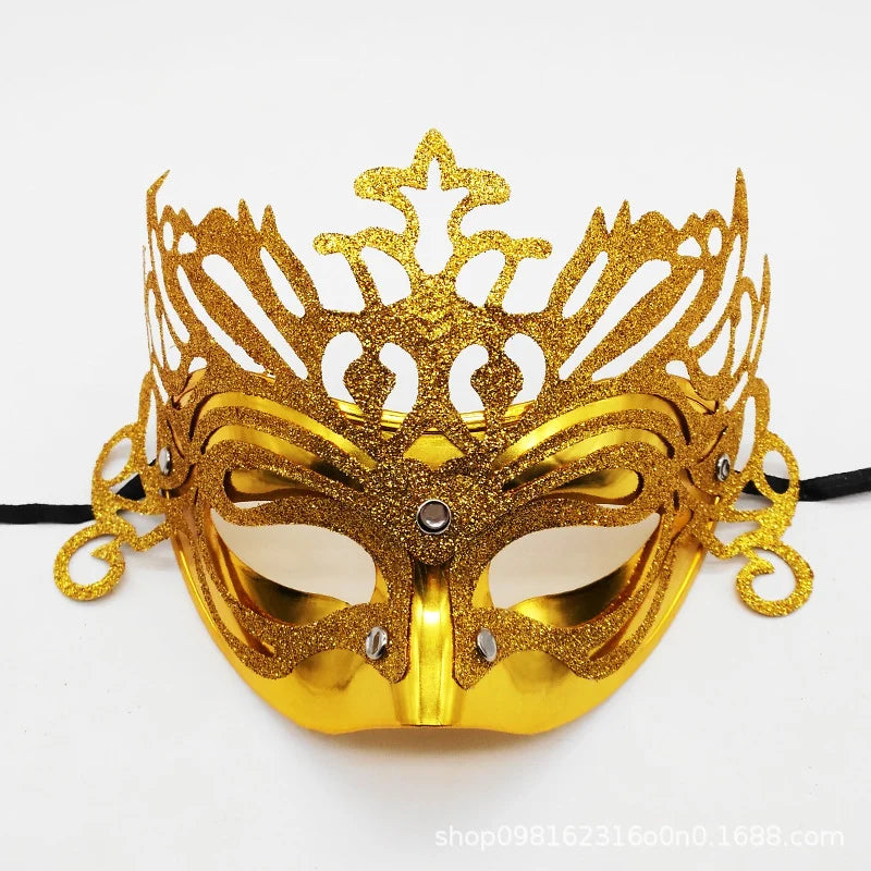 Masquerade Mask Lace-Like Design Sparkling Details Adjustable Band