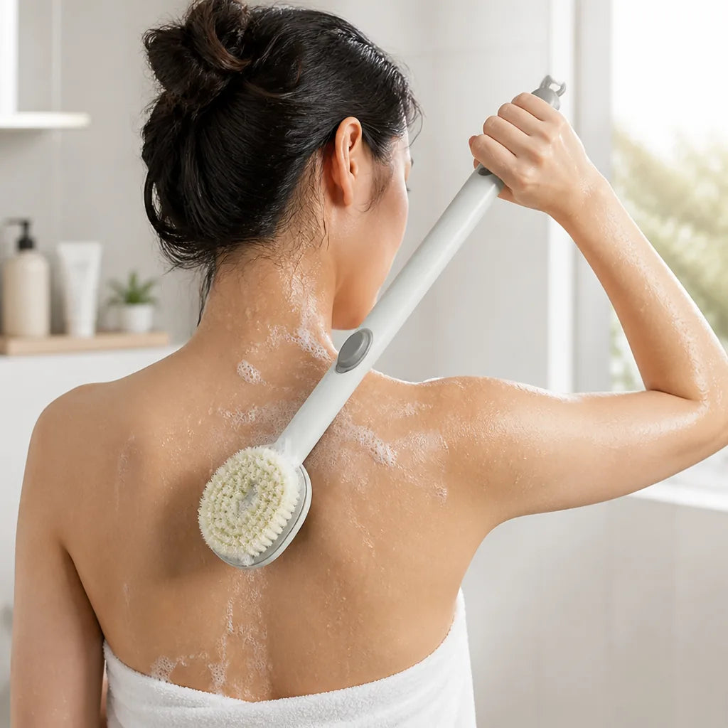 Massage Bath Brush Natural Boar Bristles & Long Handle