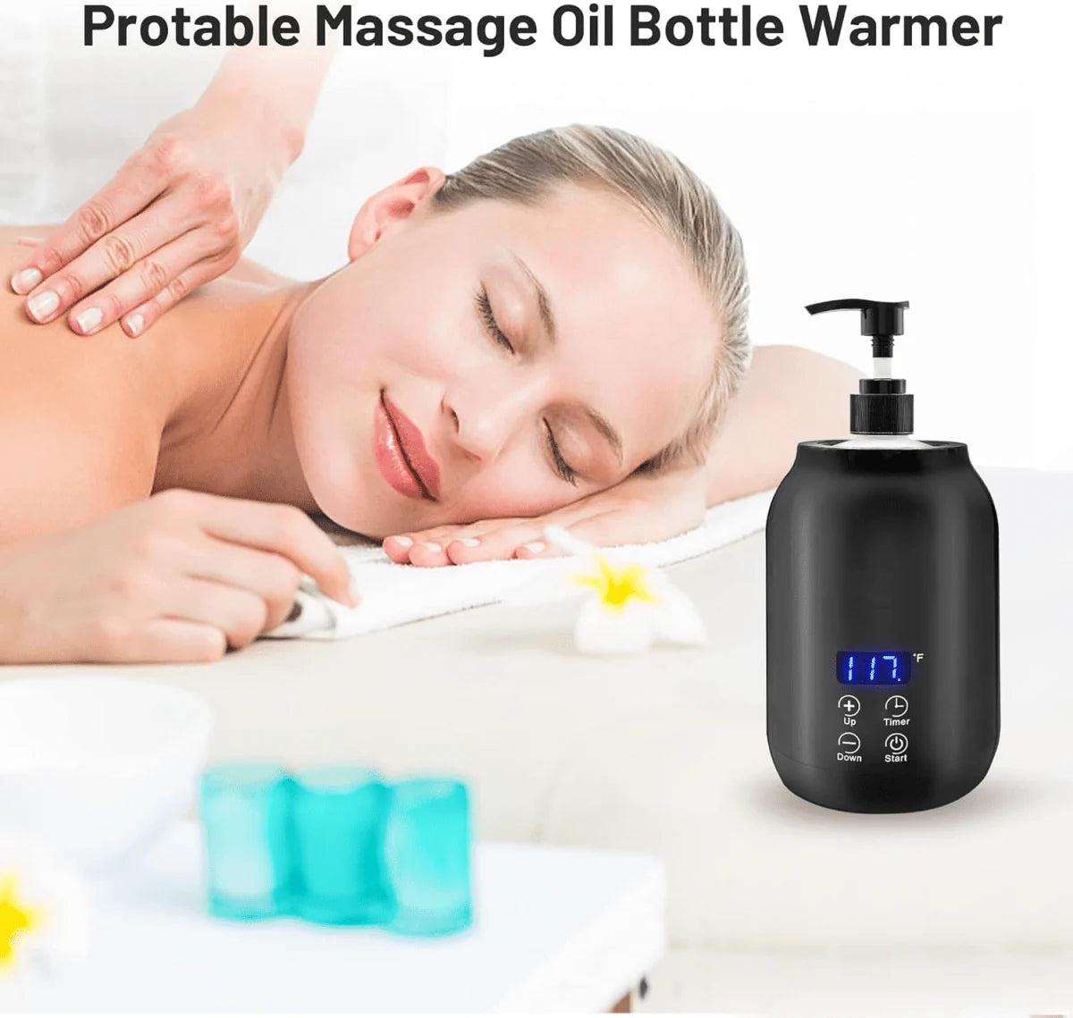 Massage Oil Warmer Electric 360° Heating Adjustable Temperature Control