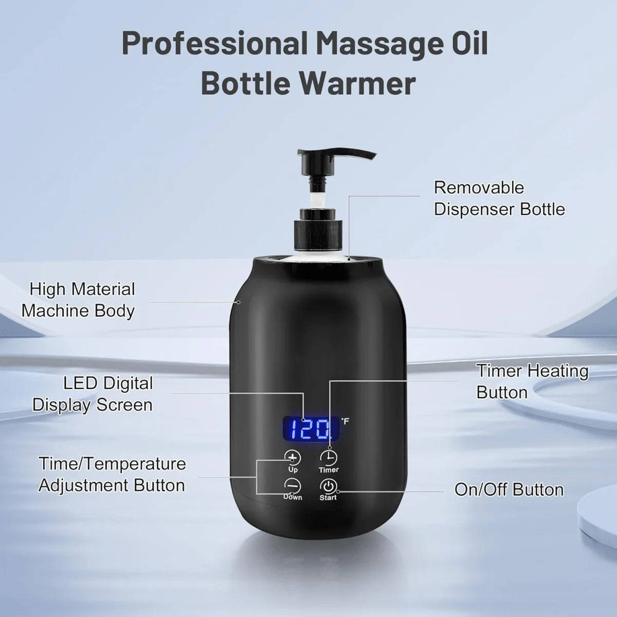 Massage Oil Warmer Electric 360° Heating Adjustable Temperature Control