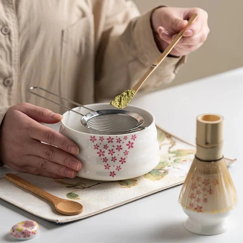 Matcha Tea Set 8-Piece Ceramic Bowl Bamboo Whisk
