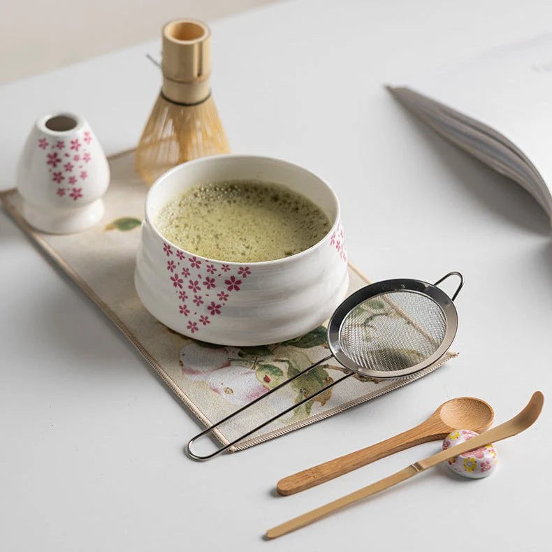 Matcha Tea Set 8-Piece Ceramic Bowl Bamboo Whisk