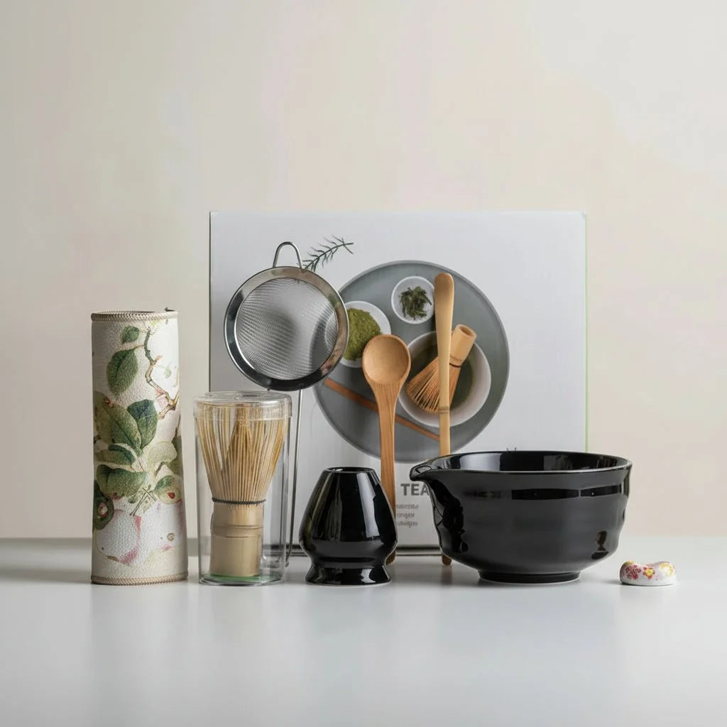 Matcha Tea Set 8-Piece Ceramic Bowl Bamboo Whisk