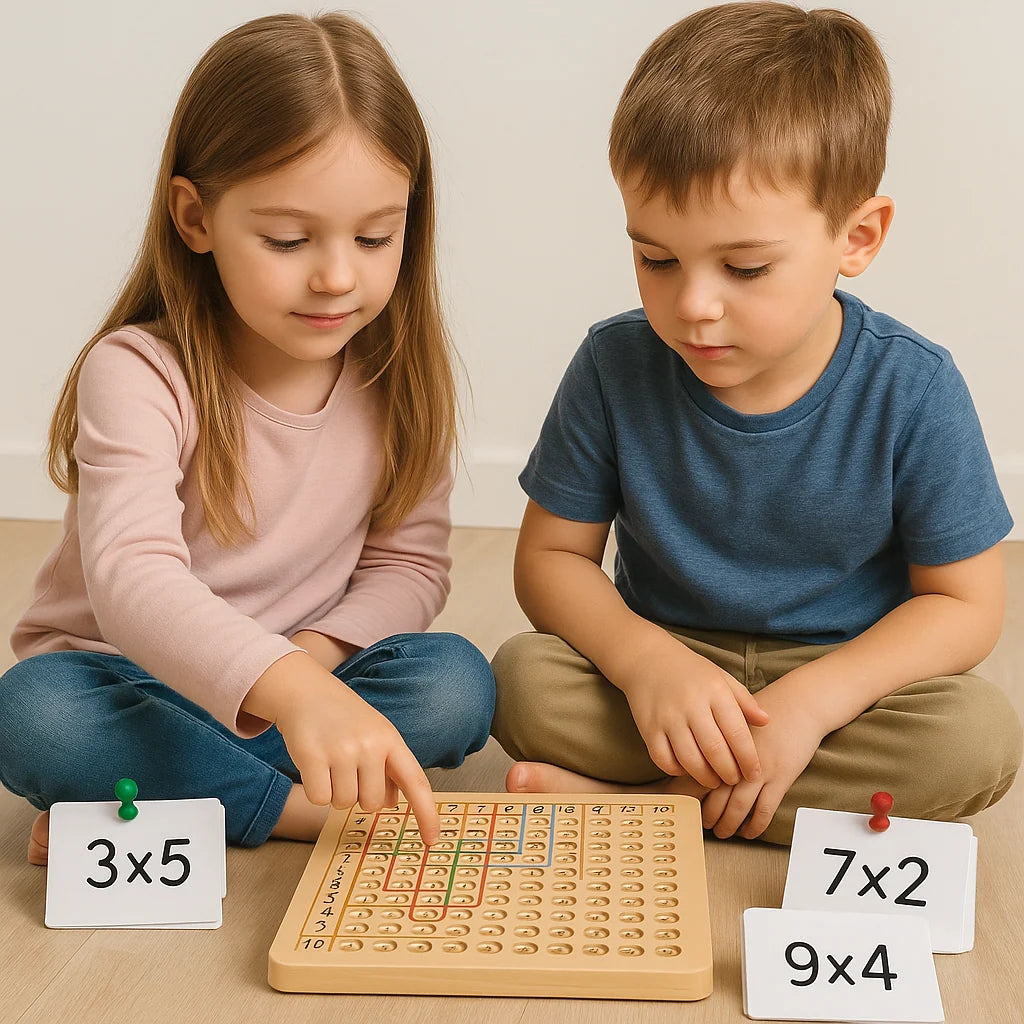 Math Learning Game Solid Wood Board & Chips