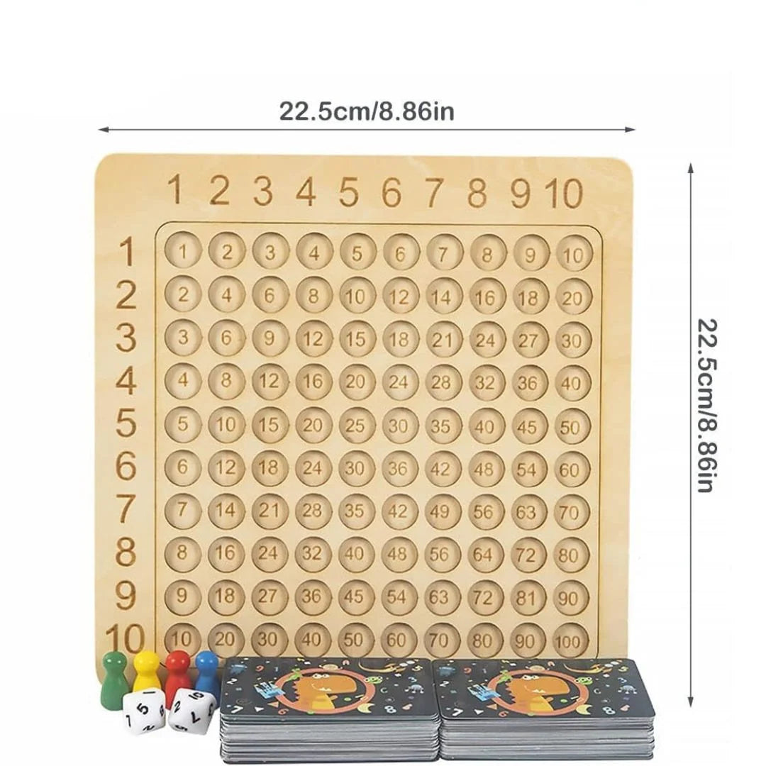 Math Learning Game Solid Wood Board & Chips