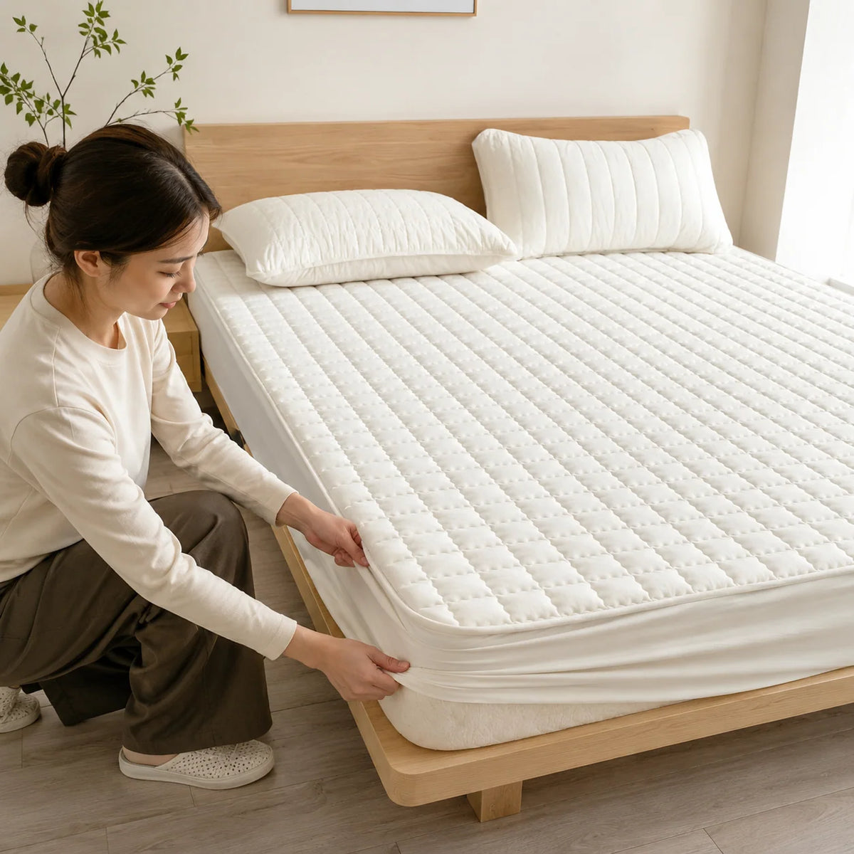 Mattress Protector Quilted Breathable Water-Repellent Non-Slip Fit