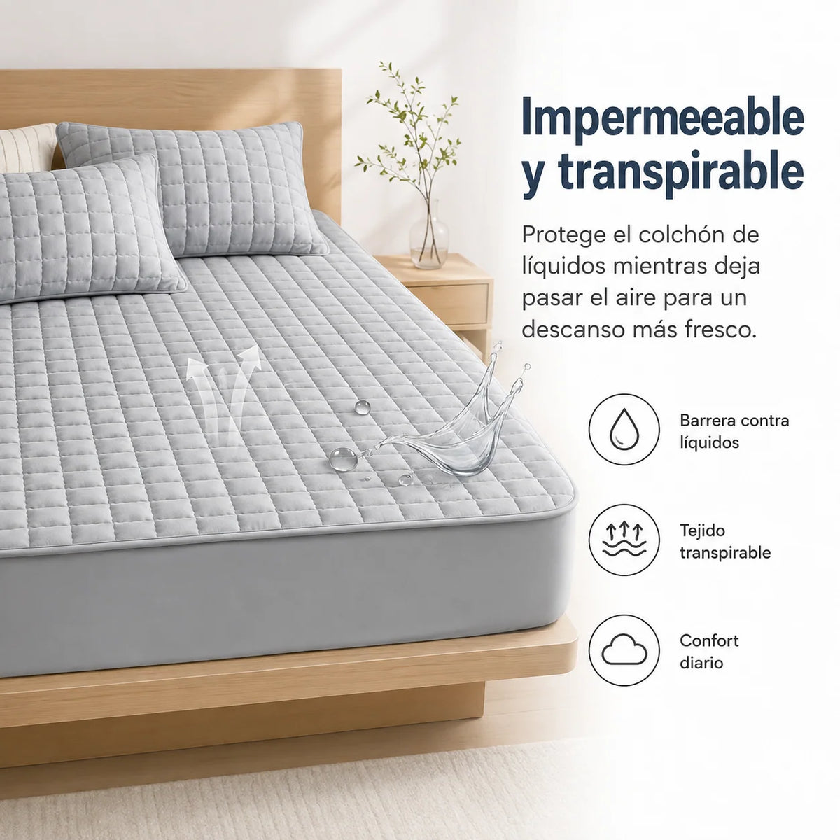 Mattress Protector Quilted Breathable Water-Repellent Non-Slip Fit