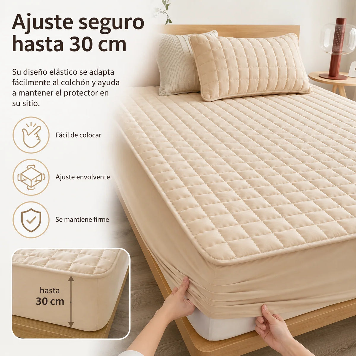 Mattress Protector Quilted Breathable Water-Repellent Non-Slip Fit