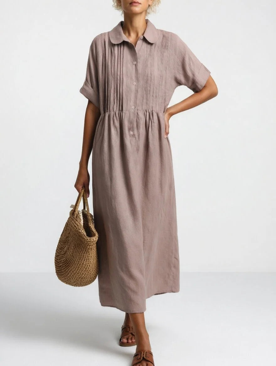 Maxi Shirt Dress 100% Cotton Button Front Relaxed Fit