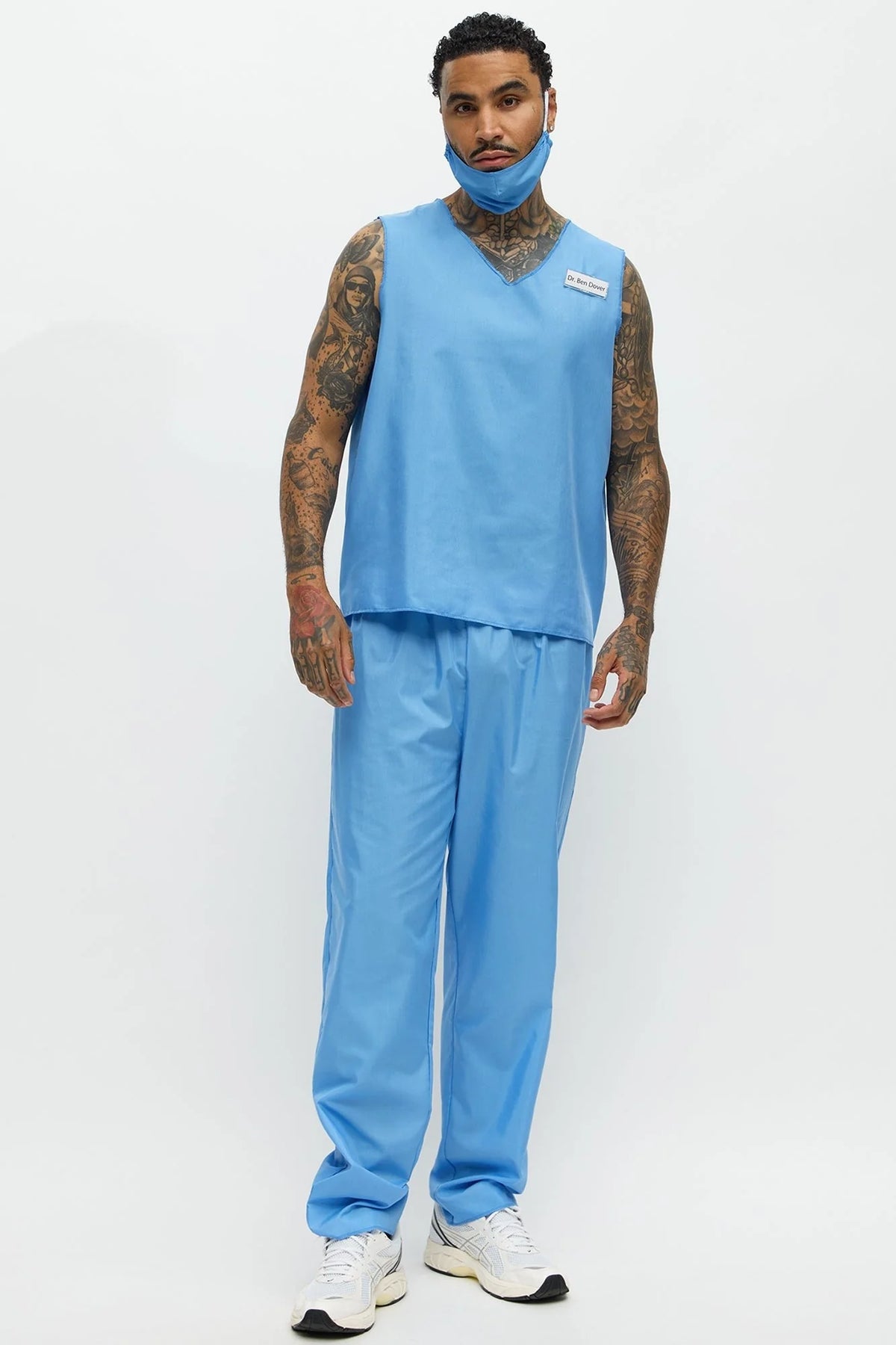 Medical Scrub Costume Set Wrinkle-Resistant V-Neck & Loose-Fit Pants