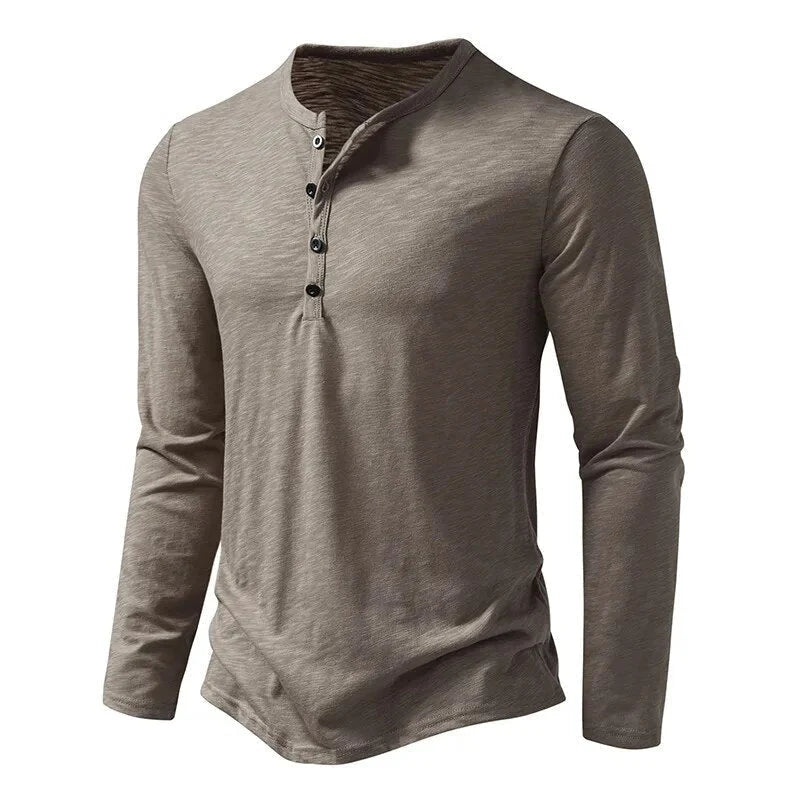 Men’s Henley Shirt 100% Cotton Slim Fit Lightweight