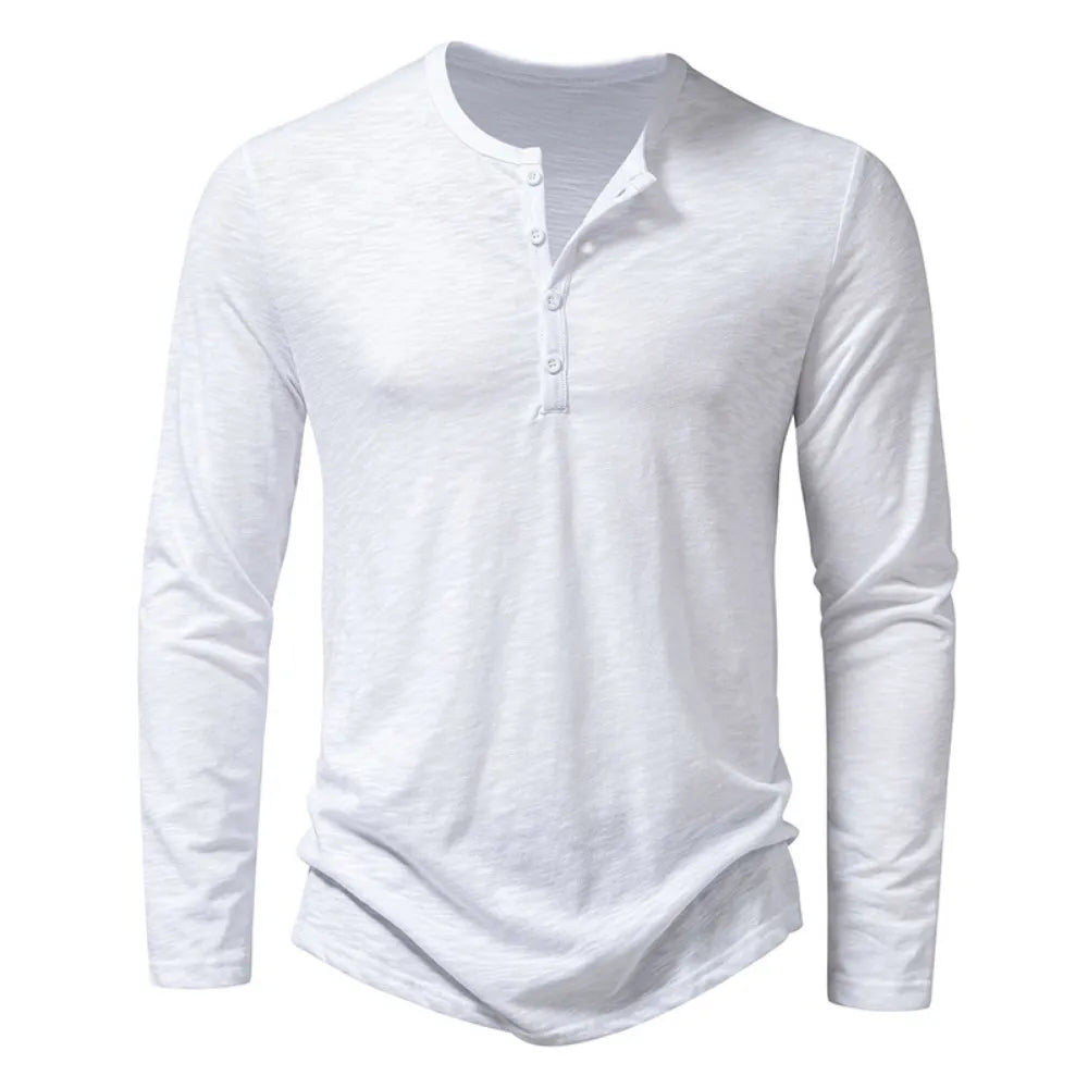 Men’s Henley Shirt 100% Cotton Slim Fit Lightweight