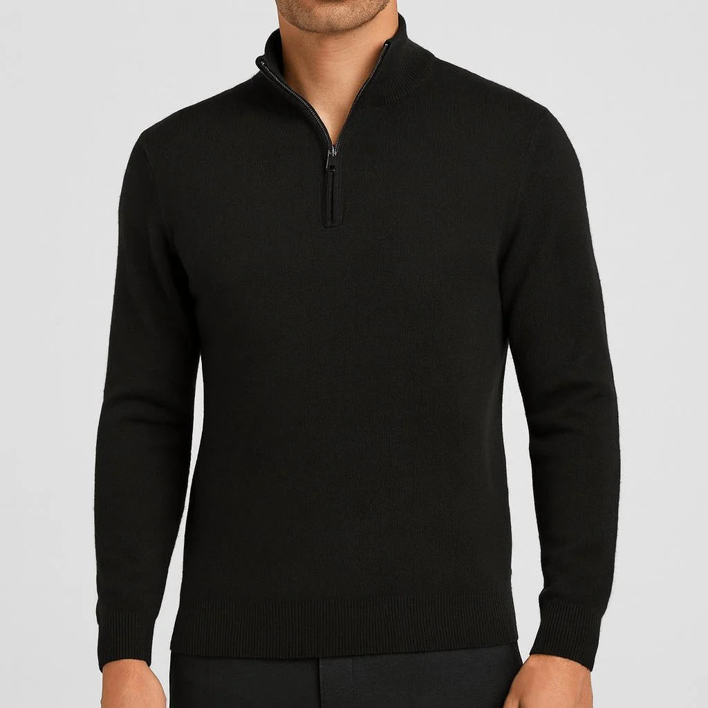 Men’s Sweater Merino Wool Half-Zip Stand-Up Collar