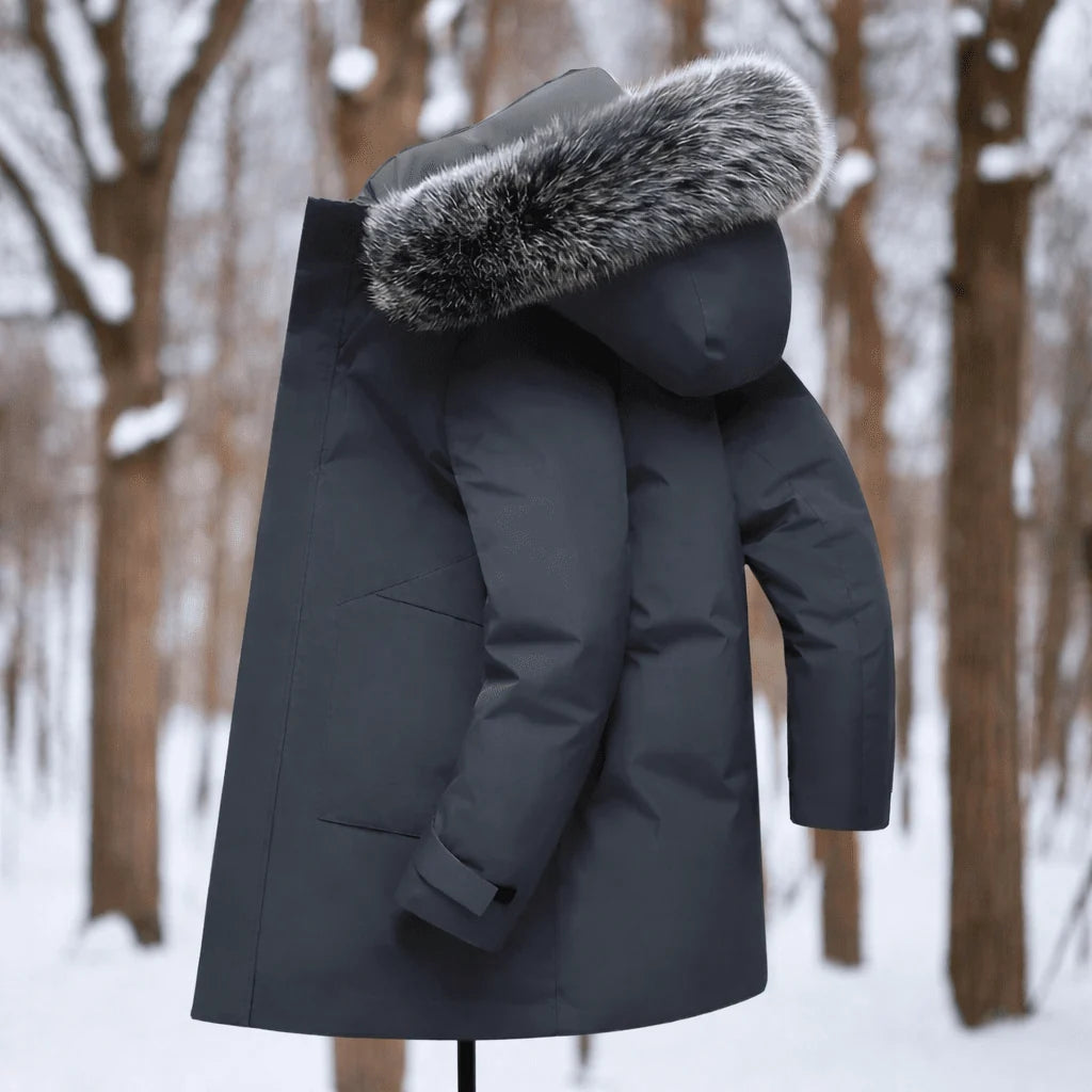 Men’s Winter Parka Windproof Insulated Faux Fur Hood